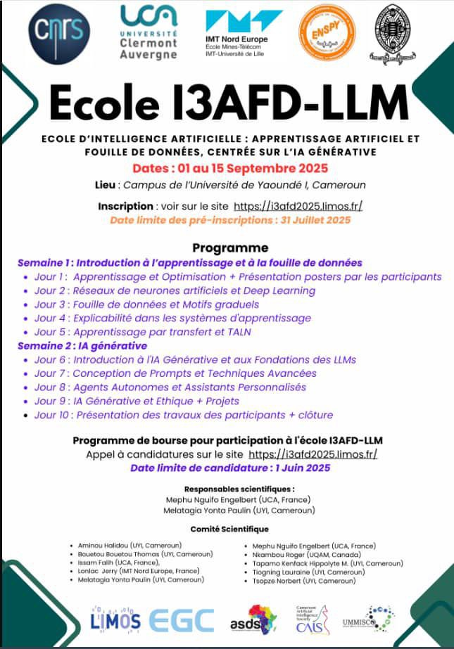 Ecole I3AFD-LLM du 01 au 15 Septembre 2025